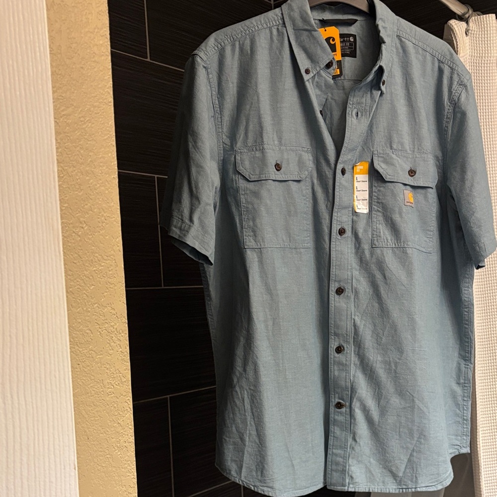 Carhartt Men's Light Blue Casual Button Down Shirt